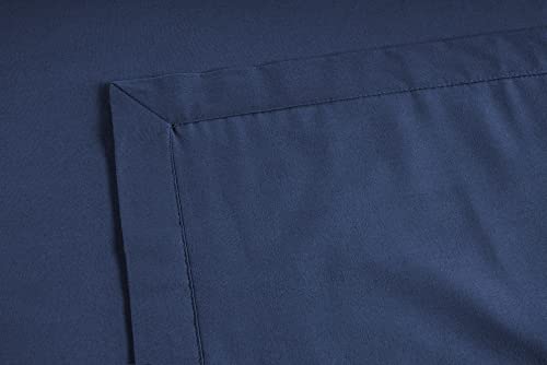 LANE LINEN Navy Blue Twin Blanket for Bed – 100% Cotton 320GSM Lightweight Soft Cozy 3-Layer Oversized Cooling Summer Throw Durable Breathable All Season Percale Weave 68”x90”