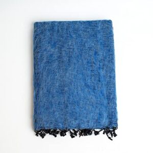 extra midnight blue soft yak wool blend blanket/throw - made in nepal size 48" x 96"