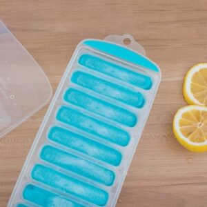 Ice Cube Tray with Lid,Ice Trays,Silicone Ice Cube Tray,Pop Out Ice Cube Tray,Reusable Ice Stick Tray,BPA Free, for Whiskey, Cocktail, Stackable Flexible Ice Molds,Dishwasher Safe (blue , pack of 1)