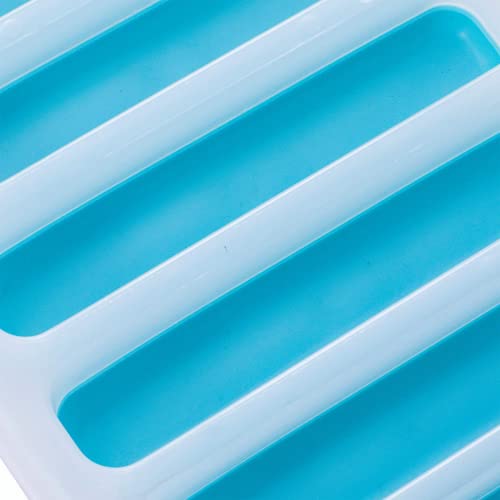 Ice Cube Tray with Lid,Ice Trays,Silicone Ice Cube Tray,Pop Out Ice Cube Tray,Reusable Ice Stick Tray,BPA Free, for Whiskey, Cocktail, Stackable Flexible Ice Molds,Dishwasher Safe (blue , pack of 1)