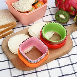 10pcs Stainless Steel Sandwich Cutter and Sealer Set for Kids, Star & Heart & Circle & Square Shape food Cutters,Cookie Cutters Vegetable Fruit Bread Biscuit Cutters for Kids Lunch and Bento Box