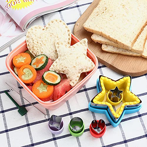 10pcs Stainless Steel Sandwich Cutter and Sealer Set for Kids, Star & Heart & Circle & Square Shape food Cutters,Cookie Cutters Vegetable Fruit Bread Biscuit Cutters for Kids Lunch and Bento Box