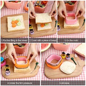 10pcs Stainless Steel Sandwich Cutter and Sealer Set for Kids, Star & Heart & Circle & Square Shape food Cutters,Cookie Cutters Vegetable Fruit Bread Biscuit Cutters for Kids Lunch and Bento Box