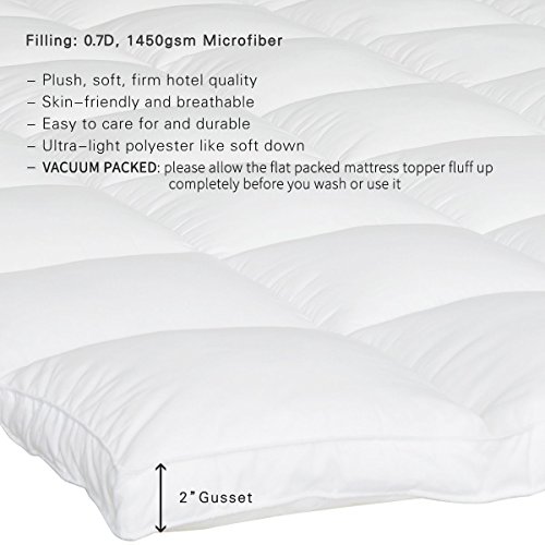 SUFUEE Mattress Topper Queen Size 2 inch Thick Down Alternative Quilted Mattress Cover Soft and Warm Mattress Pad for All Seasons