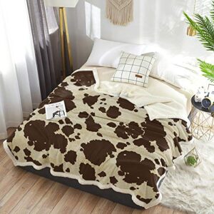 CosyBright Throw Blanket Warm Fuzzy Plush Cowhide Cow Print Fleece Blanket Lightweight Blankets King Size- Super Soft for Sofa Bed Couch All Season- Graffie