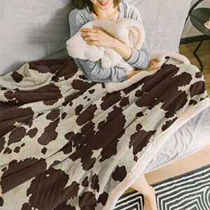 CosyBright Throw Blanket Warm Fuzzy Plush Cowhide Cow Print Fleece Blanket Lightweight Blankets King Size- Super Soft for Sofa Bed Couch All Season- Graffie