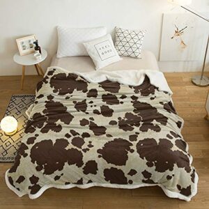 CosyBright Throw Blanket Warm Fuzzy Plush Cowhide Cow Print Fleece Blanket Lightweight Blankets King Size- Super Soft for Sofa Bed Couch All Season- Graffie
