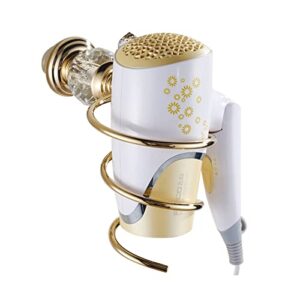 MOYOKOY Gold Plated Stainless Steel Diamond Hair Dryer Holder Hair Dryer Rack Stainless Steel Hair Care Tools Holder Wall Mount Chrome Finished for Bathroom, Bedroom, Barbershop