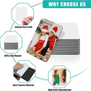 Sublimation Magnet Blanks, 30PCS Sublimation Blank Refrigerator Magnets - Personalized Fridge Magnet Sublimation Blanks Products for Kitchen Office Decorative, 5.5x7.5 cm (Rectangular)