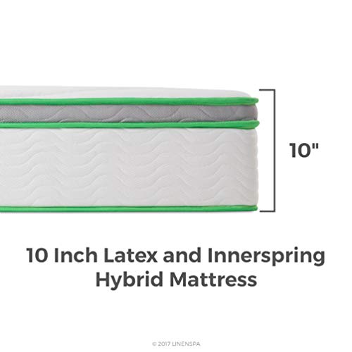 Linenspa 10 Inch Latex Hybrid Mattress - Supportive - Responsive Feel - Medium Firm - Temperature Neutral - California King