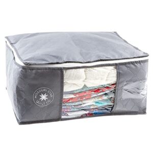 Missouri Star Blanket Storage Bag for Quilts Queen Size | Foldable Bedding Storage Bags with Zipper Clear Window | Large Fabric Tote with Handle for Underbed Storage