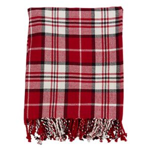saro lifestyle red plaid throw blanket, 50" x60, th648.r5060