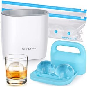 simpletaste crystal clear ice ball maker mold - 2.36 inch clear sphere, plus 2 ice ball storage bags, bpa-free silicone large sphere ice mold, ice cube tray for whiskey, cocktail and drinks