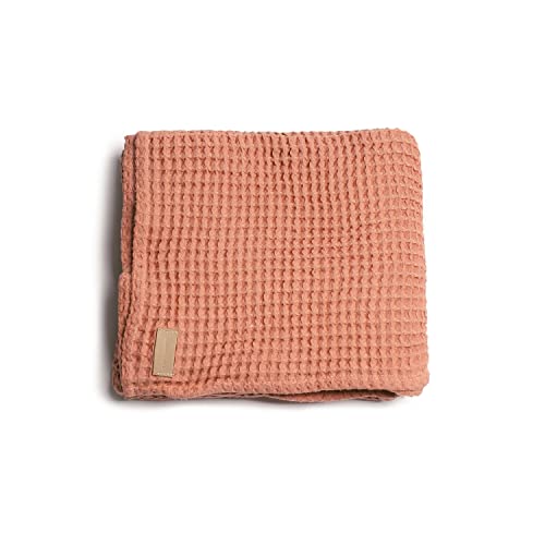 Happy Place 100% Organic Cotton Waffle Weave Blanket, Lightweight Skin Friendly Throw Blanket, 50" X 70" Size Blanket for All Season (Terra Cotta)