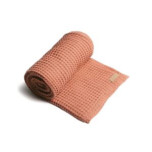 Happy Place 100% Organic Cotton Waffle Weave Blanket, Lightweight Skin Friendly Throw Blanket, 50" X 70" Size Blanket for All Season (Terra Cotta)