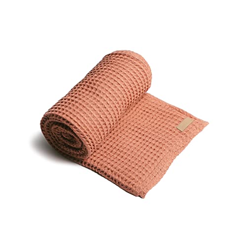 Happy Place 100% Organic Cotton Waffle Weave Blanket, Lightweight Skin Friendly Throw Blanket, 50" X 70" Size Blanket for All Season (Terra Cotta)