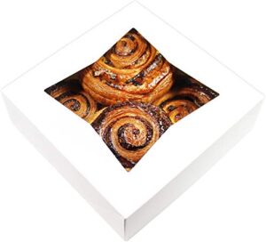 bakeluv 8x8x2.5” white bakery boxes with window | 12 pack | pastry boxes with window, boxes for strawberries, dessert boxes, bakery take out containers, 8x8 bakery boxes 8x8 pastry boxes