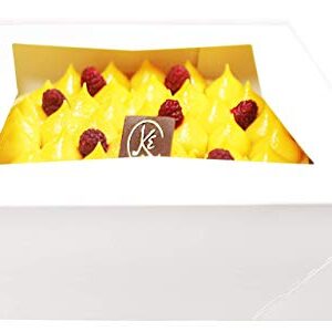 BAKELUV 8x8x2.5” White Bakery Boxes With Window | 12 Pack | Pastry Boxes with Window, Boxes for Strawberries, Dessert Boxes, Bakery Take Out Containers, 8x8 Bakery Boxes 8x8 Pastry Boxes