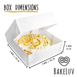 BAKELUV 8x8x2.5” White Bakery Boxes With Window | 12 Pack | Pastry Boxes with Window, Boxes for Strawberries, Dessert Boxes, Bakery Take Out Containers, 8x8 Bakery Boxes 8x8 Pastry Boxes