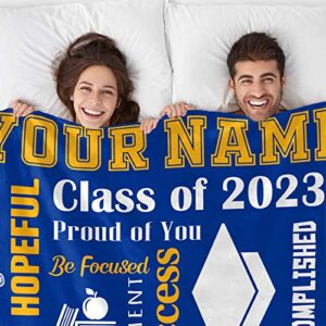 YESCUSTOM Personalized Graduation Blankets with Name Class of 2023 Custom Graduates Throw Blanket Made in USA Customized Graduation Gifts for Seniors Her Him Boys Girls Men Women