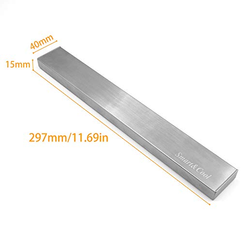 SMART&COOL 12 Inch Self-adhesive Magnetic Knife Holder, Magnetic Knife Strip for Wall Mounting, no Drilling (Stainless Steel-12 in)