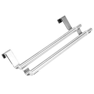 hztyyier towel bar stainless steel double layers telescopic towel holder rack for hanging on cabinet and drawers, thickness less than 0.79 inch