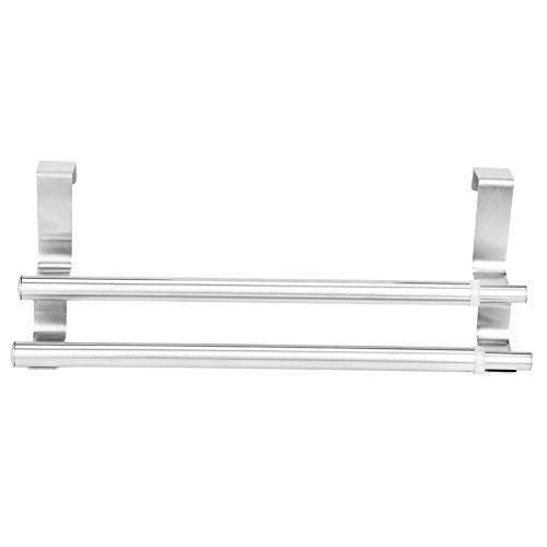 Hztyyier Towel Bar Stainless Steel Double Layers Telescopic Towel Holder Rack for Hanging on Cabinet and Drawers, Thickness Less Than 0.79 Inch