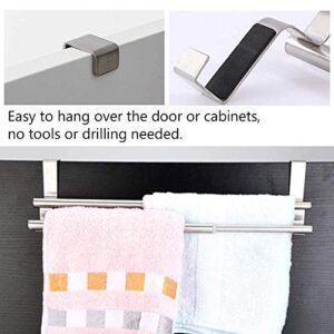 Hztyyier Towel Bar Stainless Steel Double Layers Telescopic Towel Holder Rack for Hanging on Cabinet and Drawers, Thickness Less Than 0.79 Inch