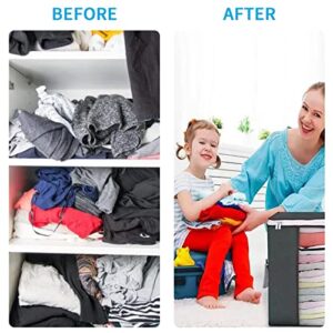 90L Storage Bags,6 Pack Clothes Storage Bag,Containers Foldable Blanket Storage Bags with Reinforced Handles And 2 Sturdy Zipper, Storage Containers for Clothing, Blanket, Comforters, Toys, Bedding (grey)