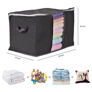 90L Storage Bags,6 Pack Clothes Storage Bag,Containers Foldable Blanket Storage Bags with Reinforced Handles And 2 Sturdy Zipper, Storage Containers for Clothing, Blanket, Comforters, Toys, Bedding (grey)