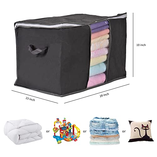 90L Storage Bags,6 Pack Clothes Storage Bag,Containers Foldable Blanket Storage Bags with Reinforced Handles And 2 Sturdy Zipper, Storage Containers for Clothing, Blanket, Comforters, Toys, Bedding (grey)