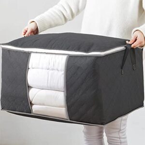 90L Storage Bags,6 Pack Clothes Storage Bag,Containers Foldable Blanket Storage Bags with Reinforced Handles And 2 Sturdy Zipper, Storage Containers for Clothing, Blanket, Comforters, Toys, Bedding (grey)