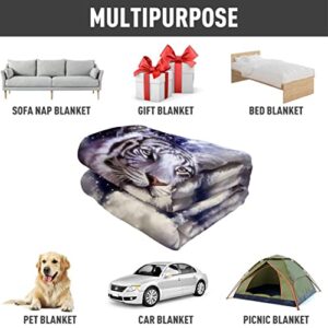 HommomH 60"x80" Blue Moon Tiger Blanket Soft Fluffy Fleece Throw for Couch Sofa Bed