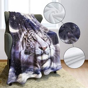 HommomH 60"x80" Blue Moon Tiger Blanket Soft Fluffy Fleece Throw for Couch Sofa Bed