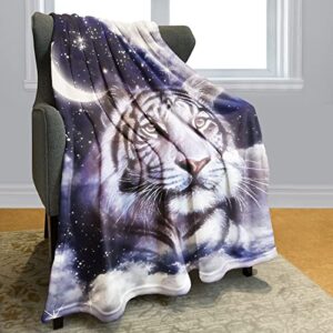 HommomH 60"x80" Blue Moon Tiger Blanket Soft Fluffy Fleece Throw for Couch Sofa Bed