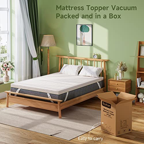 Koorlian Twin Mattress Topper, 3 Inch Gel Memory Foam Mattress Topper for College Dorm and RV, Soft Pressure Relief Twin Size Mattress Pad with Bamboo Cover & Fitted Straps, CertiPUR-US Certified