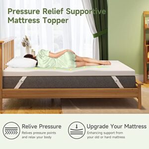 Koorlian Twin Mattress Topper, 3 Inch Gel Memory Foam Mattress Topper for College Dorm and RV, Soft Pressure Relief Twin Size Mattress Pad with Bamboo Cover & Fitted Straps, CertiPUR-US Certified