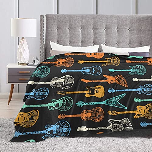 Guitar Soft Throw Blanket All Season Microplush Warm Blankets Lightweight Tufted Fuzzy Flannel Fleece Throws Blanket for Bed Sofa Couch