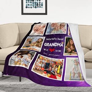 Grandma Gifts Blanket Mothers Day Custom Blankets with Photos Best Grandma Personalized Picture Blanket Customized Blankets with Photo Collage Throw Birthday Gift for Grandma Nana From Grandkids