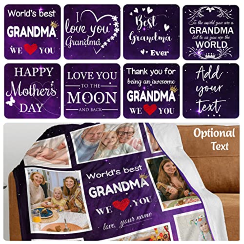 Grandma Gifts Blanket Mothers Day Custom Blankets with Photos Best Grandma Personalized Picture Blanket Customized Blankets with Photo Collage Throw Birthday Gift for Grandma Nana From Grandkids