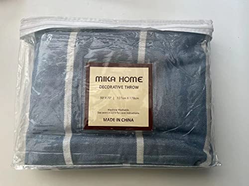 Mika Home Nautical Reversible Cozy Bamboo Fiber Oversized Throw Bed Blankets for Couch, Sofa, Travel, 50X70”, Blue, White