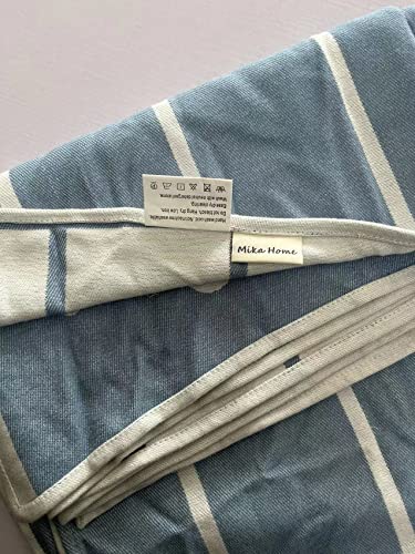 Mika Home Nautical Reversible Cozy Bamboo Fiber Oversized Throw Bed Blankets for Couch, Sofa, Travel, 50X70”, Blue, White