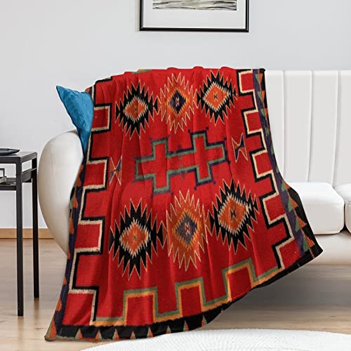 1890 Navajo Saddle Blanket Flannel Fleece Throw Blankets 50"X40" Lightweight Fluffy Winter Fall Blanket Cozy Soft Fuzzy Plush Home Decor for Couch Bed Sofa Bedroom Living Room Travel