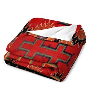 1890 Navajo Saddle Blanket Flannel Fleece Throw Blankets 50"X40" Lightweight Fluffy Winter Fall Blanket Cozy Soft Fuzzy Plush Home Decor for Couch Bed Sofa Bedroom Living Room Travel