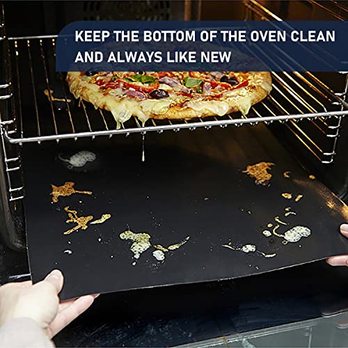 Oven Liners for Bottom of Oven - 2 Pack Best Rounded Corners Non-Stick Teflon Oven Liners Mat for the bottom of Convection, Electric, Gas, Toaster and Microwave Ovens 15.74"x 23.62"