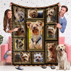 Yorkshire Terrier ​Blanket for Dog Lover, Fleece Throw Blanket for Couch Super Soft Cozy Bed Blanket Lightweight Plush Fuzzy Blankets and Throws for Sofa, 50 x 60 Inch