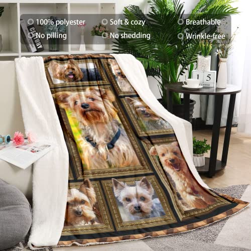 Yorkshire Terrier ​Blanket for Dog Lover, Fleece Throw Blanket for Couch Super Soft Cozy Bed Blanket Lightweight Plush Fuzzy Blankets and Throws for Sofa, 50 x 60 Inch