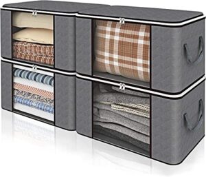 houzcoraz 4pack 90l large capacity storage organizer with reinforced design, breathable material, for comforters and more