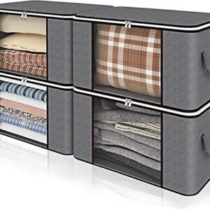 HouzCoraz 4Pack 90L Large Capacity Storage Organizer with Reinforced Design, Breathable Material, for Comforters and More