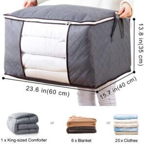 HouzCoraz 4Pack 90L Large Capacity Storage Organizer with Reinforced Design, Breathable Material, for Comforters and More